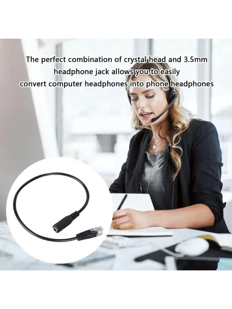 652F MultiDevice Headsets RJ9 to 3.5mm Adapter Cord For Computer To Telephone