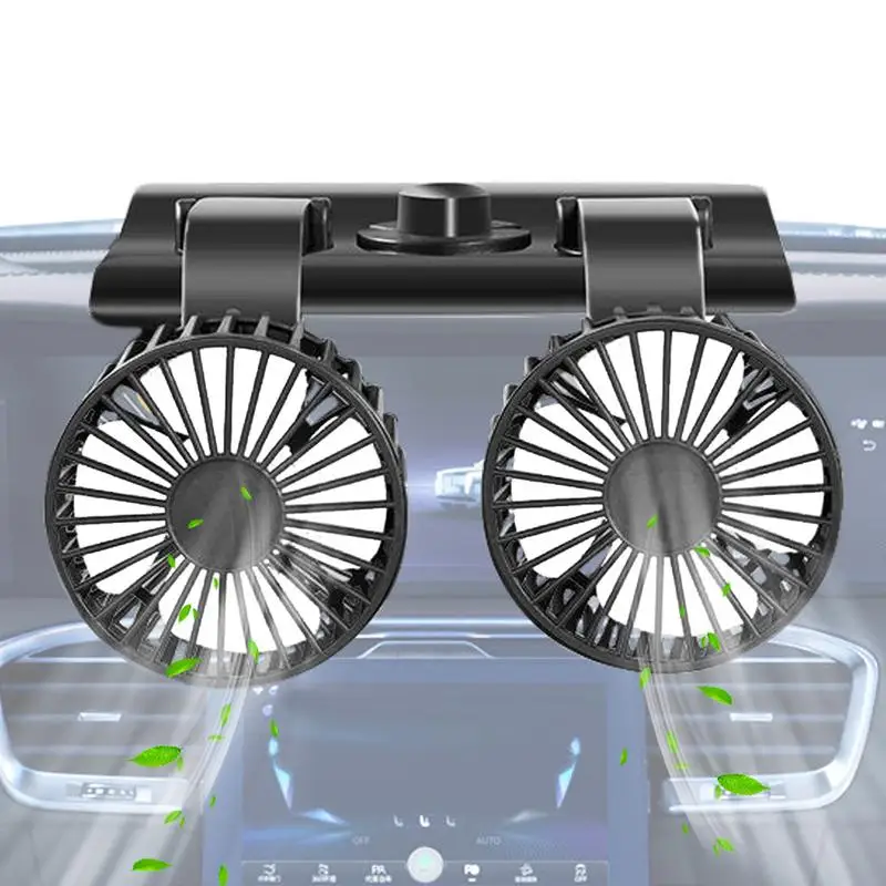 

USB Fan For Car 2 Speeds Dashboard Double Head Cooler Multifunctional Double Head Car Cooling Fan For Dashboard And Back Seat