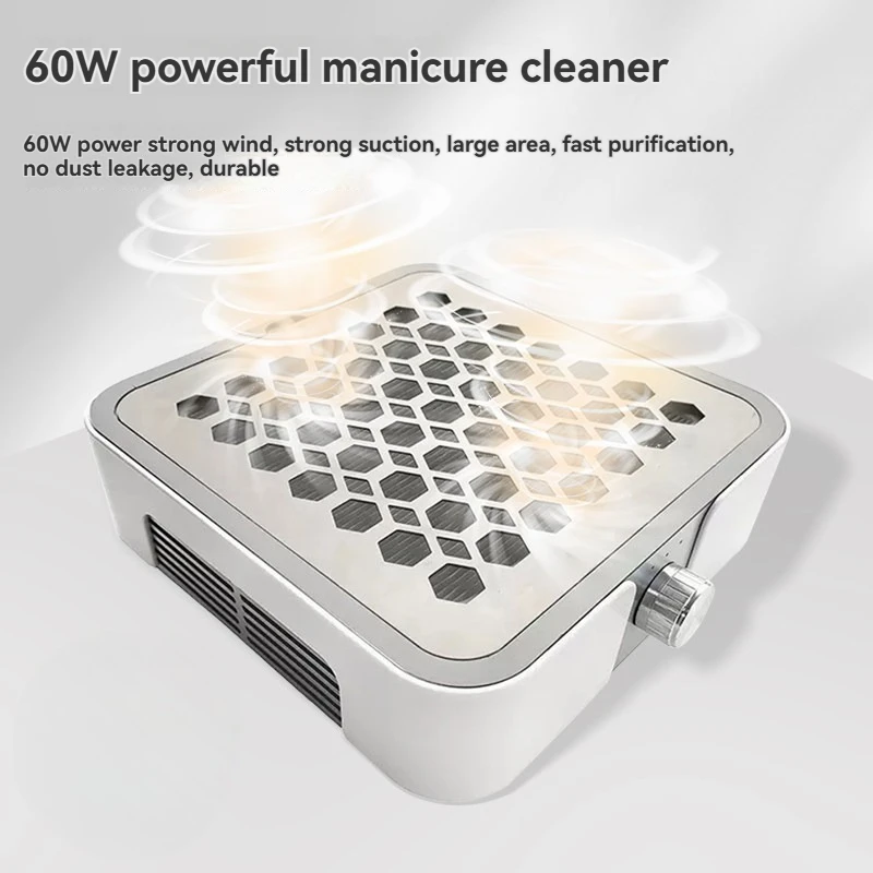 Powerful 60V 110V/220V Brushless Nail Vacuum Dust Collector, Nail Art Dust Extractor, Suitable for Beginners Home Nail Salon