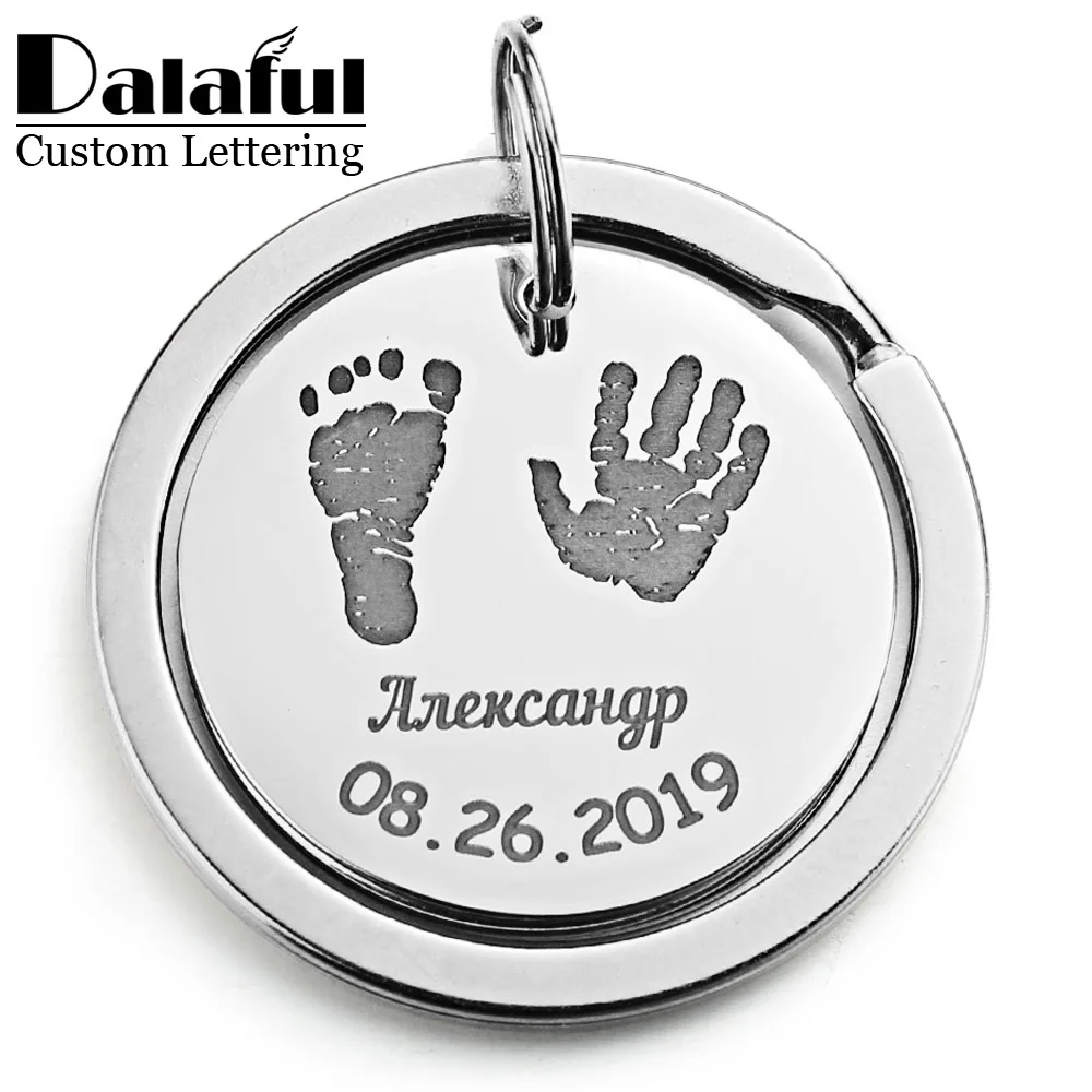 Customized Baby Keychain Name Birthday For Newborn Commemorate Personalized Keyring New Mom Dad Gift Key Chain Ring P026