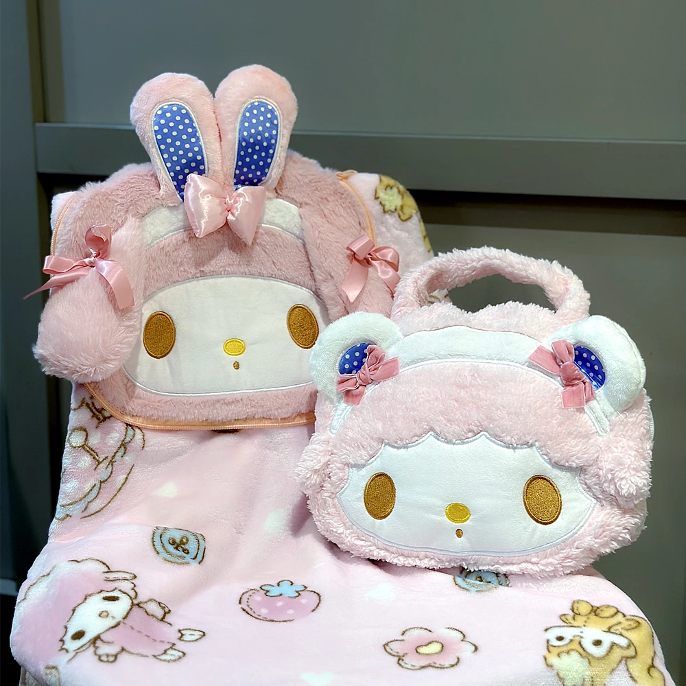 Deployable Sanrio Plush Blanket My Melody Portable Flannel Blanket Cartoon My Sweet Piano Travel Blanket Office Nap Blanket Gift