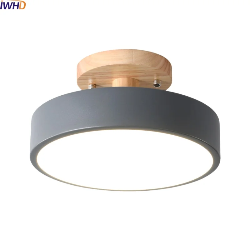 

IWHD Acrylic Wood LED Ceiling Light Fixtures Wedge Max60w Balcony Porch Living Room Nordic Ceiling Lamp Indoor Lighting Plafon