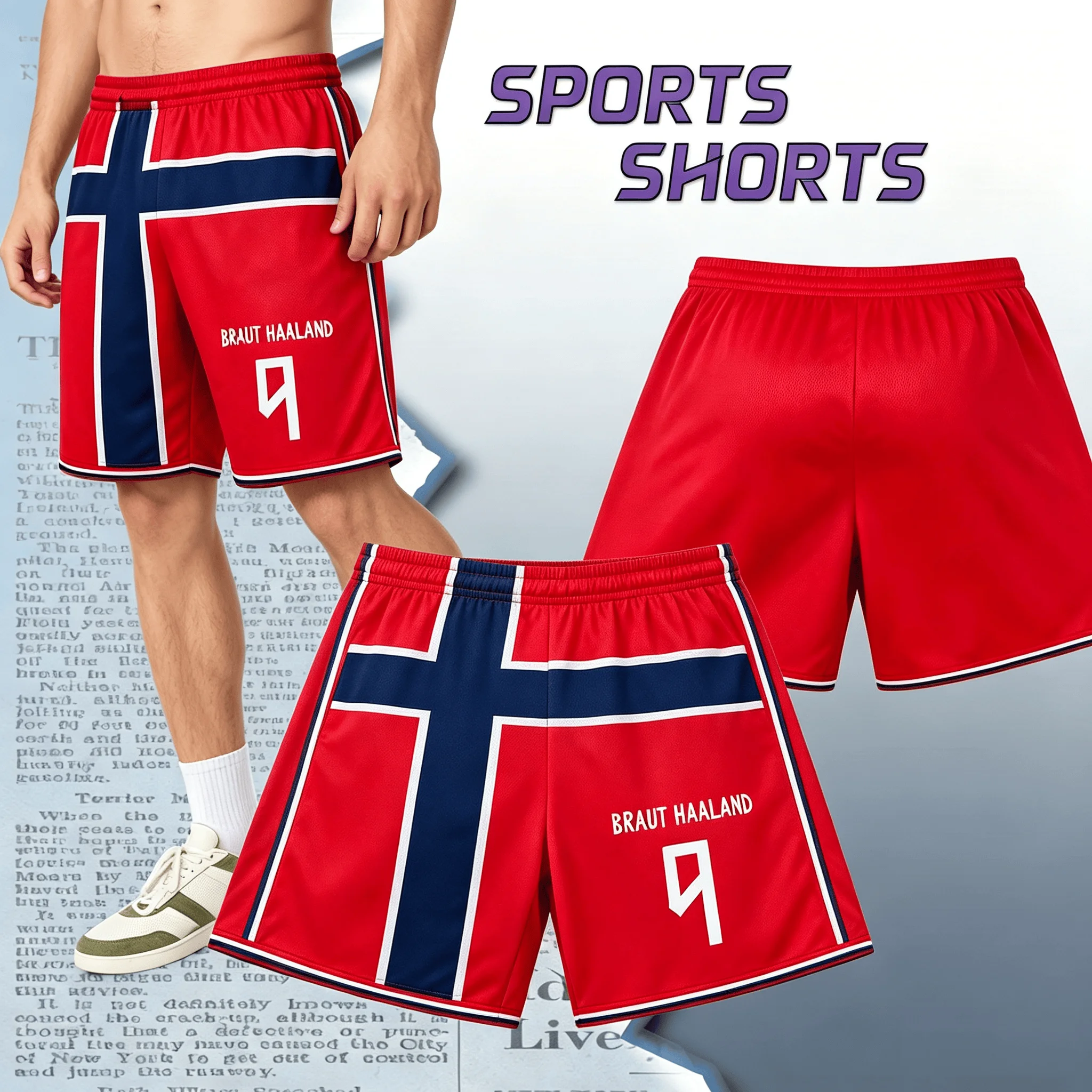 2026 Summer Norway HAALAND 9 Football Shorts Men 5 Inch Training Shorts Sport Shorts Quick Dry Soccer Pants Men Sportswear Tops