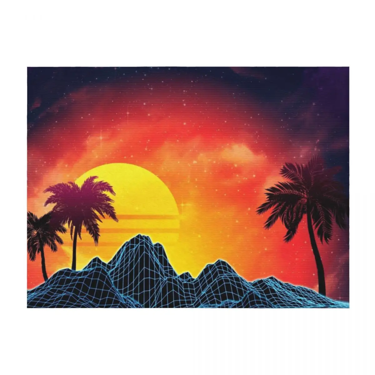 

80s retro aesthetic vaporwave sunset Throw Blanket Bed linens Baby Personalized Gift heavy to sleep Blankets