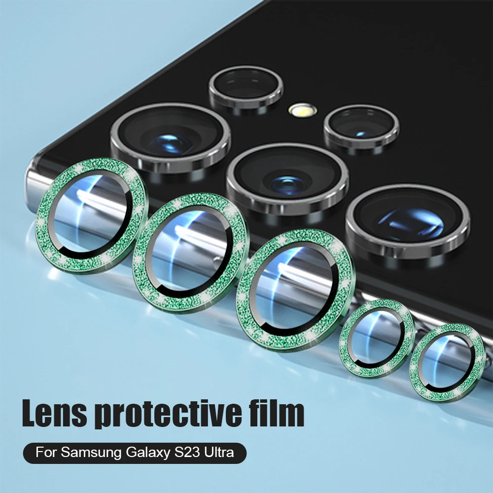 Luxury Lens Protector For Samsung S23 Ultra Camera Protective Cover For Samsung Galaxy S23 Ultra Glitter Diamond Ring Mental Cap