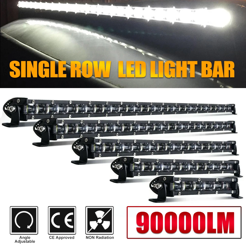 1 szt. Ultra Cienka Lampa LED 6D z Soczewką 14'20'26'32' cali 12V 24V, Wodoodporna IP67, Samochodowa Lampa Robocza LED Jednorzędowa, Do Traktora, Łodzi, Światło Do Jazdy, Auto, ATV, SUV