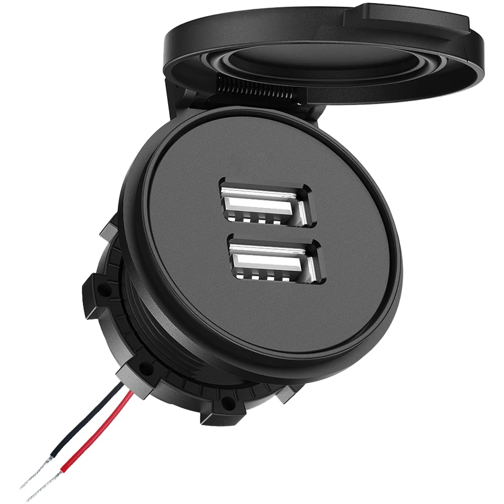 

Автомобильное зарядное устройство с двумя USB-портами, 5 В, USB-зарядное устройство для морской машины, зарядное устройство 12 В, 24 В, зарядка с широким входом 12-24 В, два устройства, одновременно