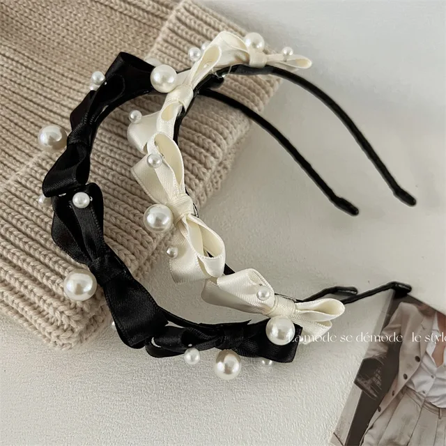 2024 Full Sky Star Pearl Hair Band Opaska na głowę Kobiety Romantyczny Forever Klasyczny czarno-biały motyl Perłowa opaska na głowę Obręcze do włosów