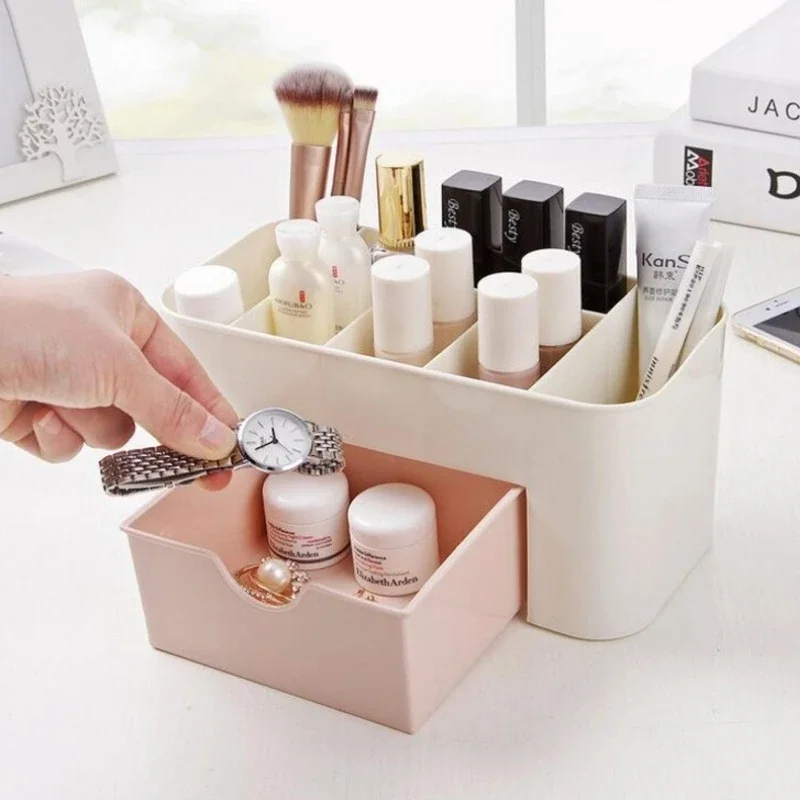 Nordic Desktop Drawer Cosmetic Storage Box Makeup Brush Organizer Box Jewelry Lipstick Mask Compartment Cosmetic Storage Case