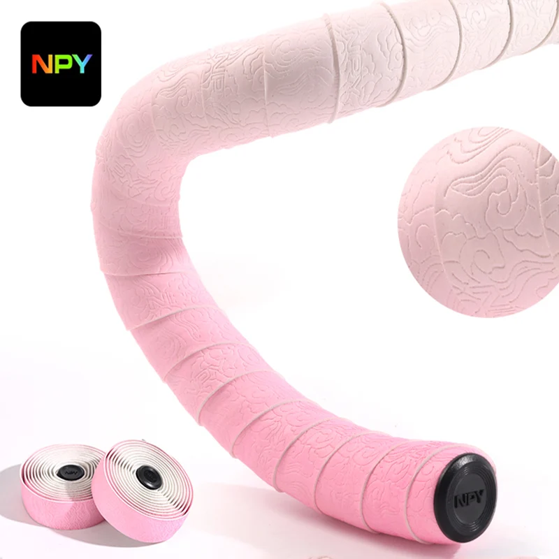 AliExpress NONE NPY Road Bike Handlebar Tape Gradient Color PU+EVA Silicone Shockproof Handle Bar Tape With Bar End Plugs Bicycle Accessories