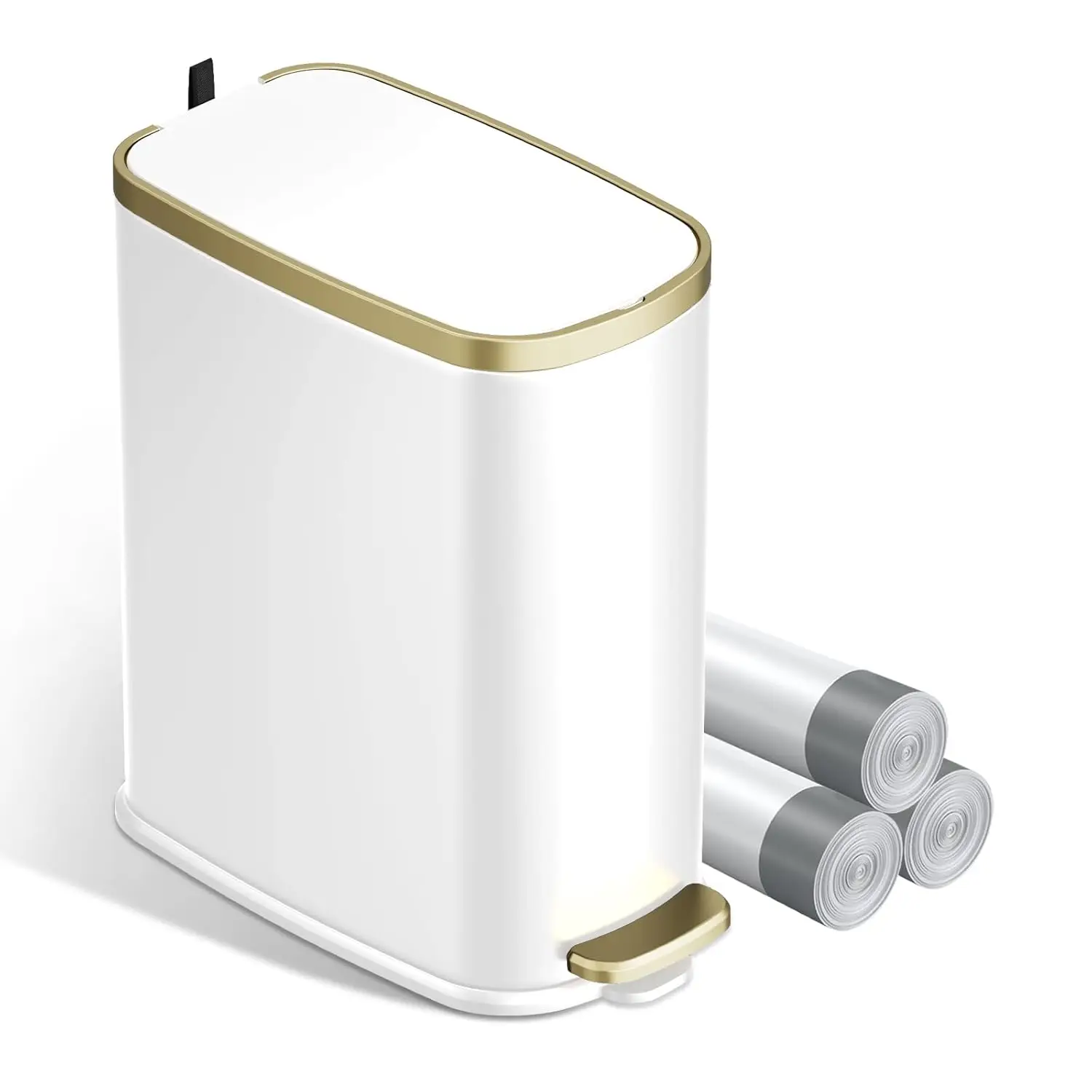 

Небольшой мусорный бак для ванной комнаты с мягкой крышкой, ступенчатой педалью, мусорное ведро из нержавеющей стали 2,6 галлона для офисной спальни