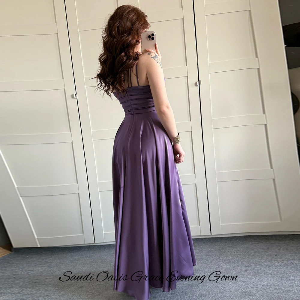 

High Quality Satin Celebrity Gown Sexy V-Neck Spaghetti Straps Party Dress Customized Classic A-Line Ankle Length Prom Dresses