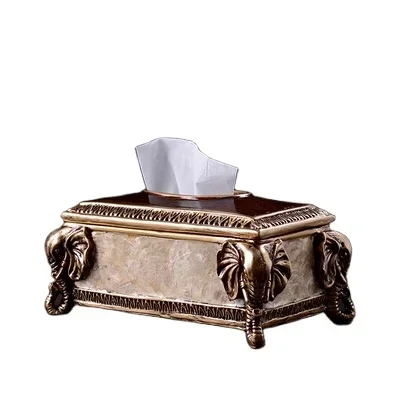 European Retro Tissue Box American Luxury Multi-Function Remote Control Storage Paper Box Living Room Coffee Table Ornaments