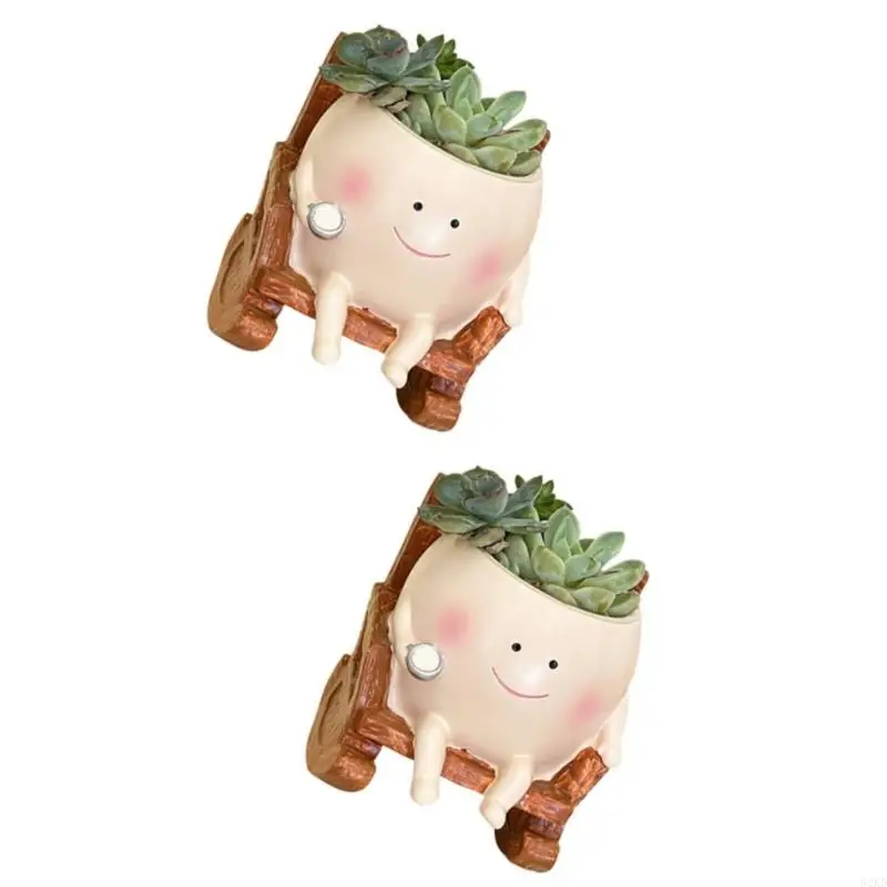 62KD Resin Fleshy Plant Pot Rocking Chair Cartoon Resin Fleshy Plant Cactuses