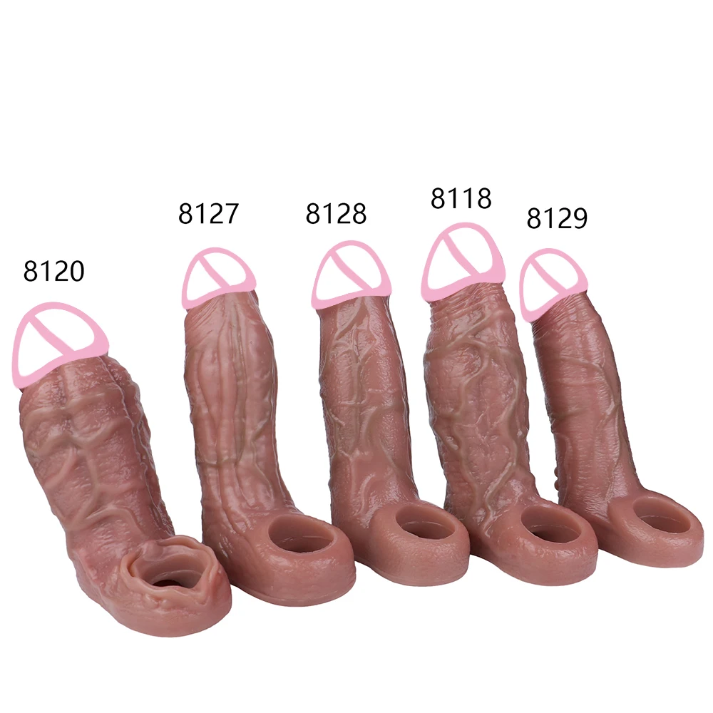 NNSX Realistic Penis Sheath with Embedded Beads Dildo Sleeve Silicone Cock Ring Male Dick Girth Enlarger&Extender Sex Toy Man