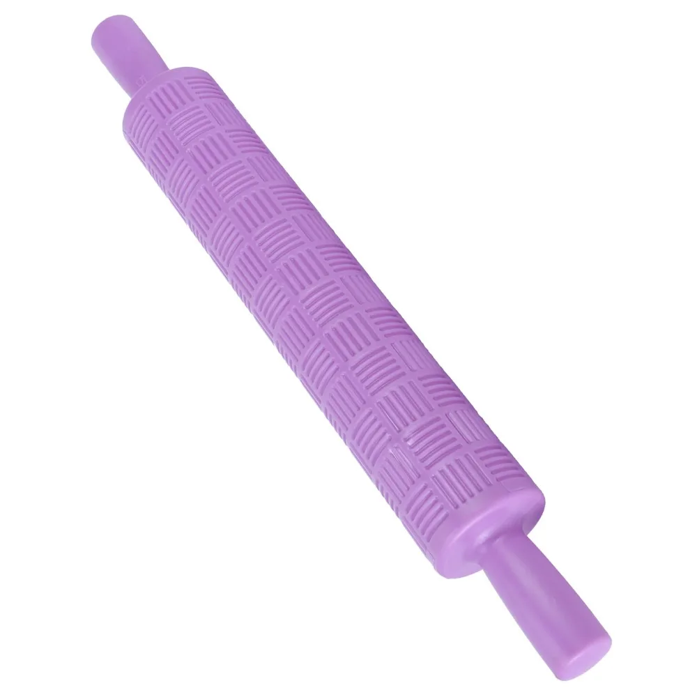 PP Embossing Rolling Pin 3D Pattern Narcissus Droplet Heart Pattern Rolling Pin Twin Handles Engraved Roller Fondant Rolling Pin