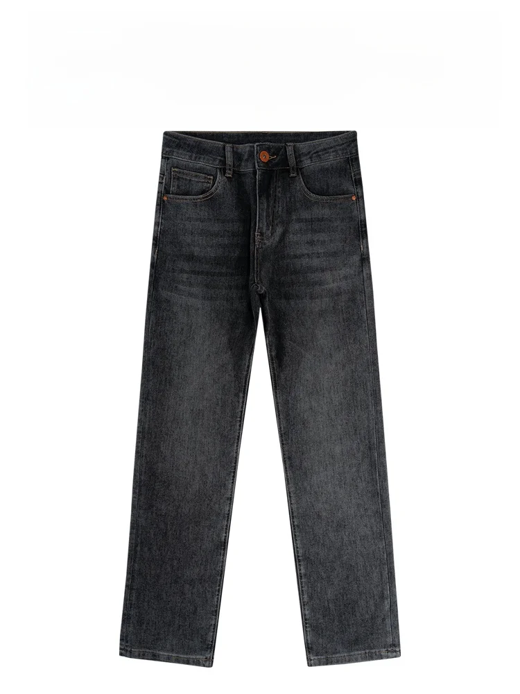 

BAIRBAOLIY Vintage Faion Casual Straight Leg Men's Jeans Luxury High Waist mid Rise Cotton Polyester Blend Straight Cut