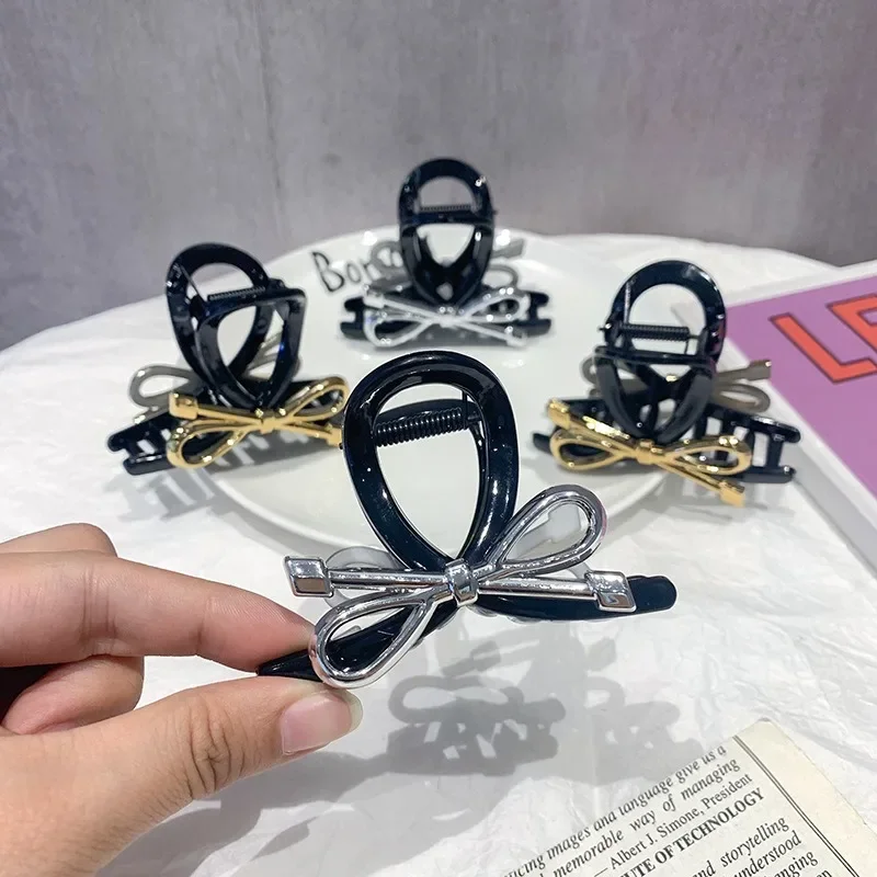 ins style bow grab clip niche hair clip female back of the head princess coil hair premium shark clip hair accessories