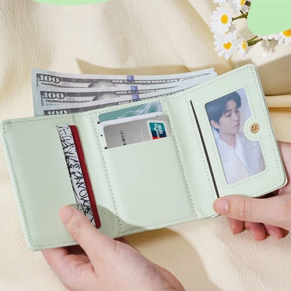 

New Cute Bear Bow Coin Purse Folding Tri-fold Credit Card Holder Portable Multi-Slot Mini Wallets Gift