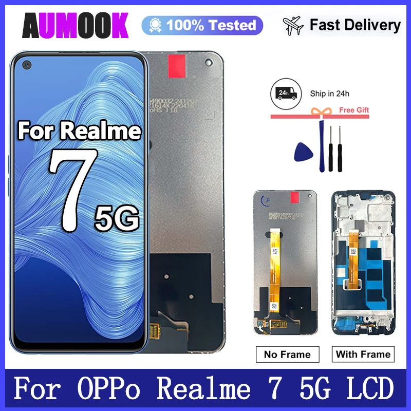Nueva pantalla de 6,5 pulgadas para Oppo Realme 7 5G, conjunto de digitalizador de pantalla táctil LCD para Realme 7 5G RMX2111, repuesto de pantalla