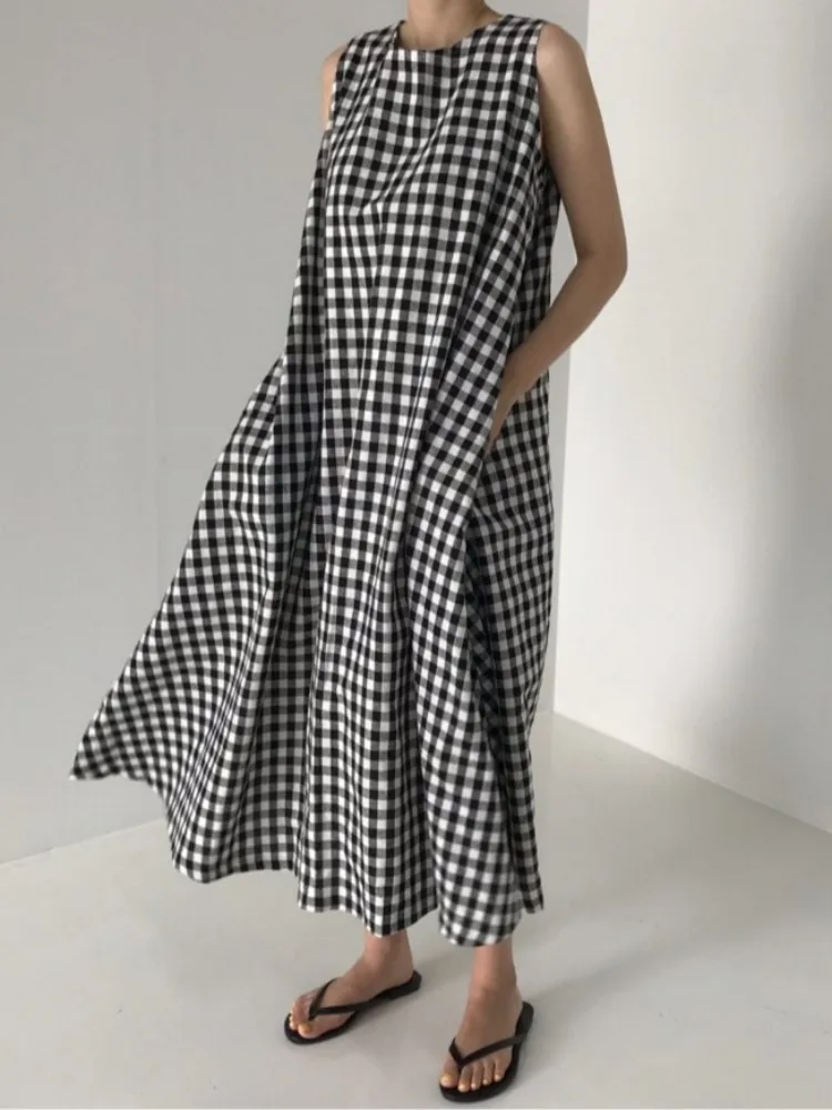 

Летнее клетчатое ter Dr, женское корейское платье в полоску с ремешком, повседневное, универсальное, для различных случаев, эксклюзивно в Интернете