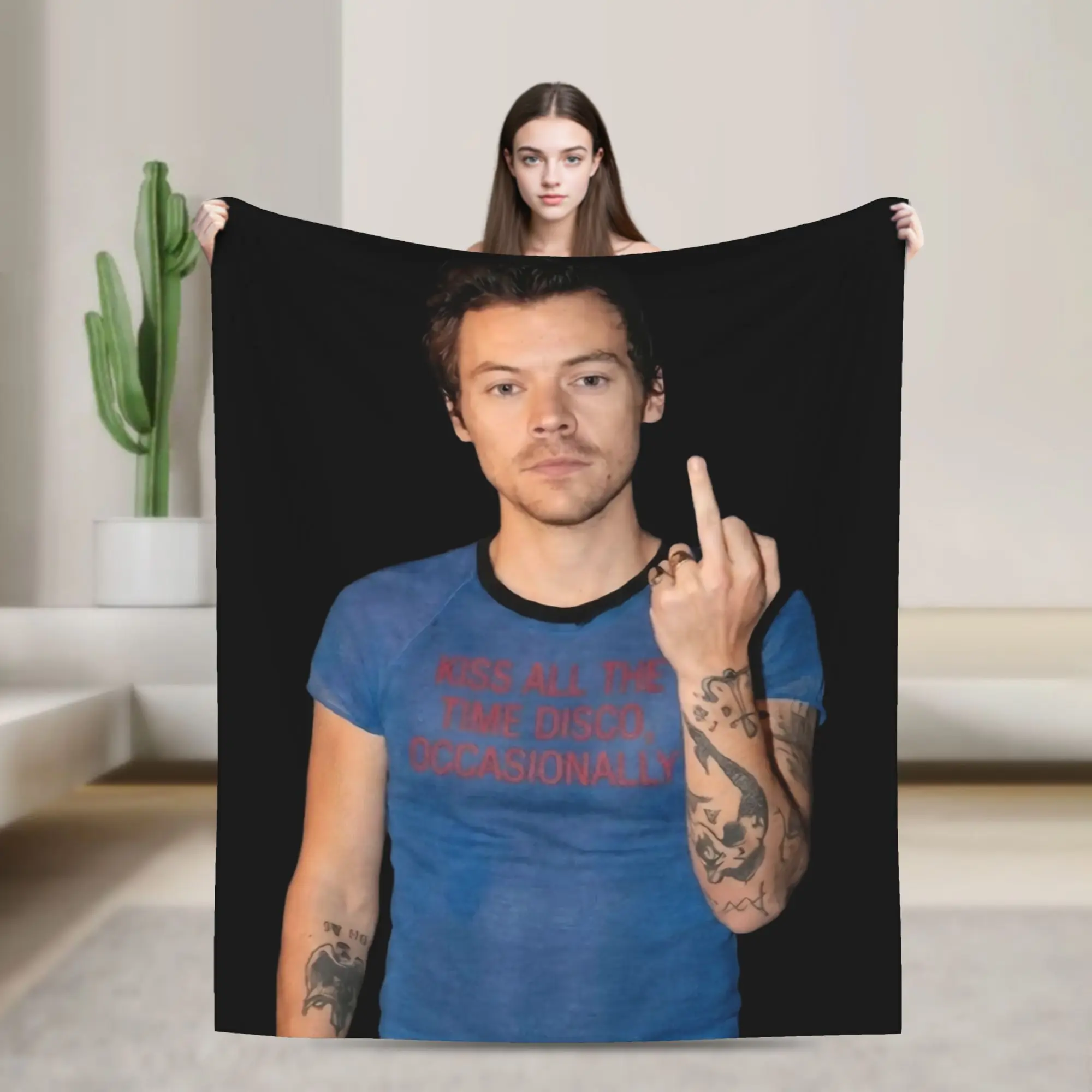 H-HarryS Singer S-Styles Kiss All the Time Disco Plush Blanket Child  Flannel Throw Blanket For Outdoor Soft Warm Bedspread