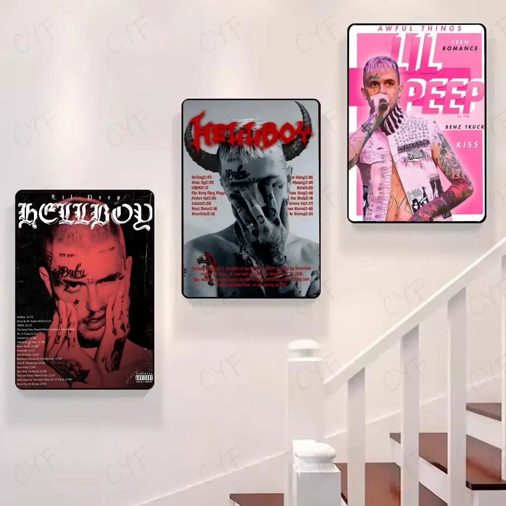 Rapper Lil Peep Hell Boy Poster HD Art Mural Wallart Poster for Home Room Decoration DIY Vintage Print Decor