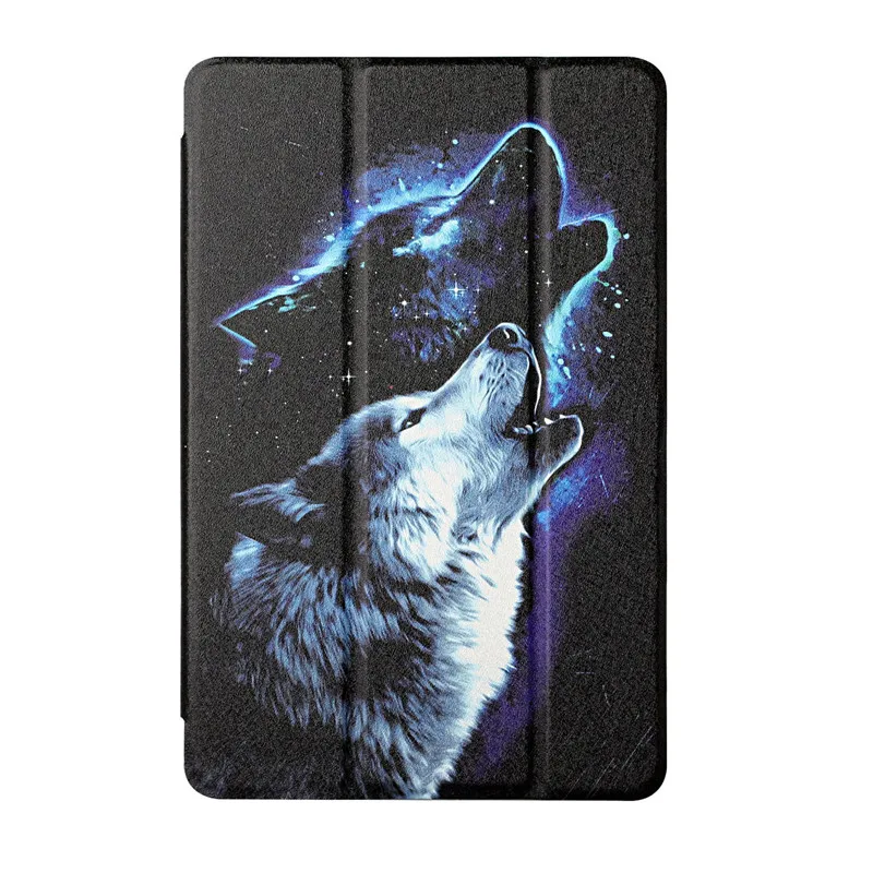 Tri-Fold Leather Cover For Funda Samsung Tab S7 fe Case Tiger Wolf Animal Tablet Case For Samsung Galaxy Tab S7 S7 S7 Plus Case