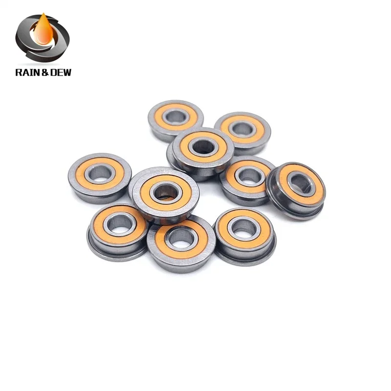 10Pcs Orange Sealed F695 2RS Bearing 5*13*4mm ABEC-7 Flanged F695 RS Ball Bearings