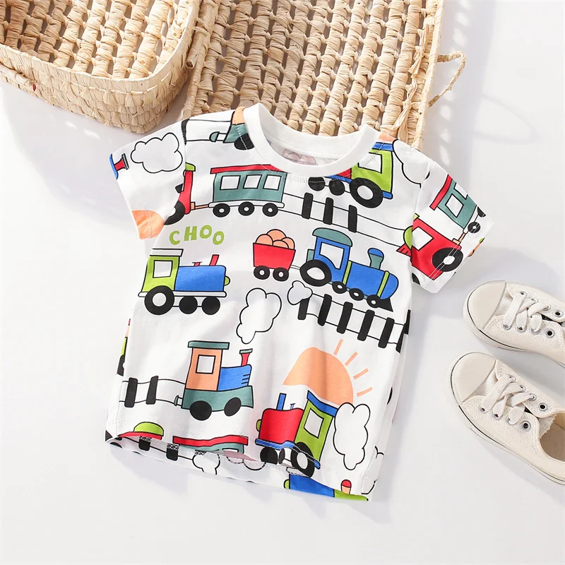 Jumping Meters 2-7T New Arrival Boys T Shirts For Summer Cartoon Cars Print Cute Toddler Kids Tees Baby Tops Clothes