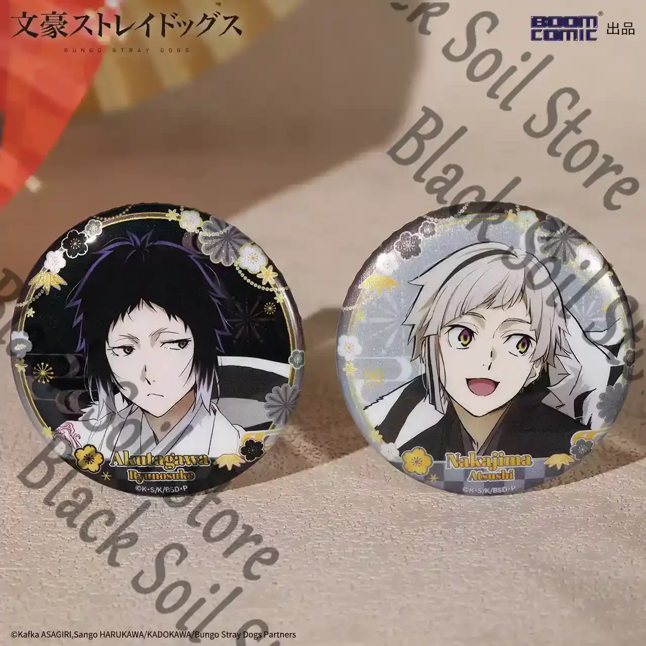 Anime Bungo Stray Dogs Dazai Osamu Nakahara Chuya Nikolai Gogol‌ Cosplay Cartoon Genuine Badge Signboard Color Paper Collection view 2