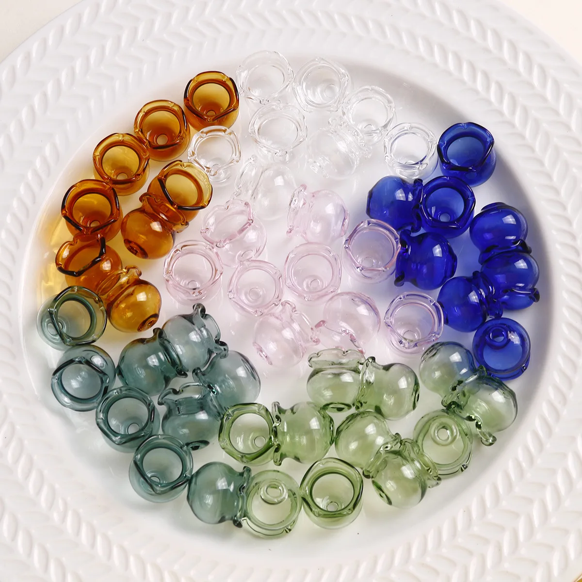 Min order 20pcs/lot color print cartoon vase shape glass straight holes beads diy jewerly earring/garment pendant accessory