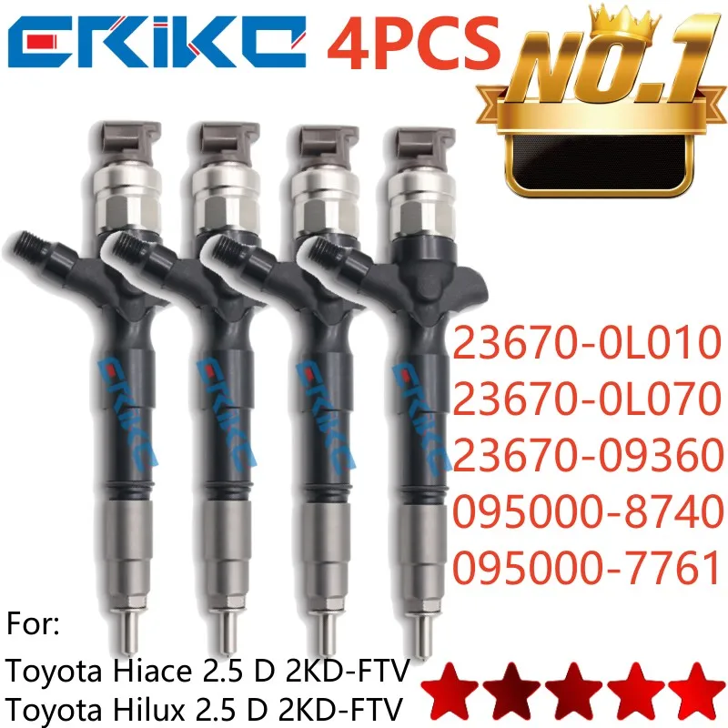 

2KD-FTV Injector 23670-09360 For DENSO Injection Diesel For TOYOTA HILUX 23670-0L070 095000-8740 095000-7761 HIACE V2.5 D4D 4PCS