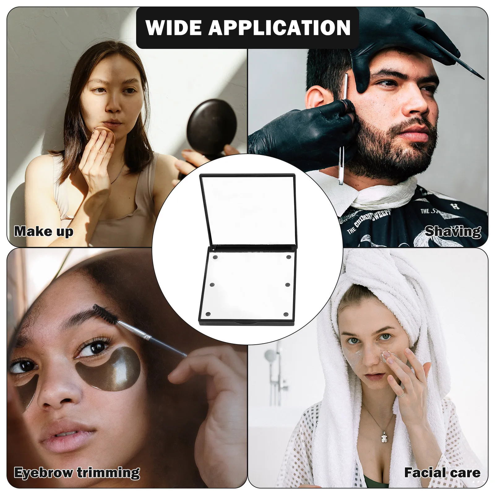 مرآة مكياج محمولة بإضاءة LED، مرآة محمولة باليد قابلة للطي، محاكاة ضوء النهار الطبيعي للنساء هدية