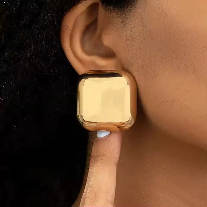 Punk Geometry Gold Color Smooth Square Earrings for Women Trendy Exaggerated Water Drop Earring Party Jewelry Gifts