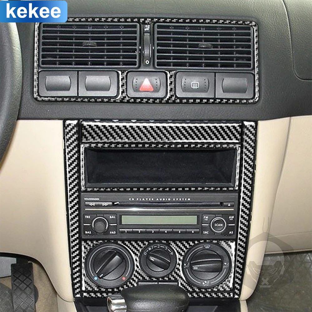 For VW Golf 4 MK4 1999 2000 2001 2002 2003 2004 Dashboard Air Outlet Kit Real Carbon FIber Sticker Vehicle Interior Accessories