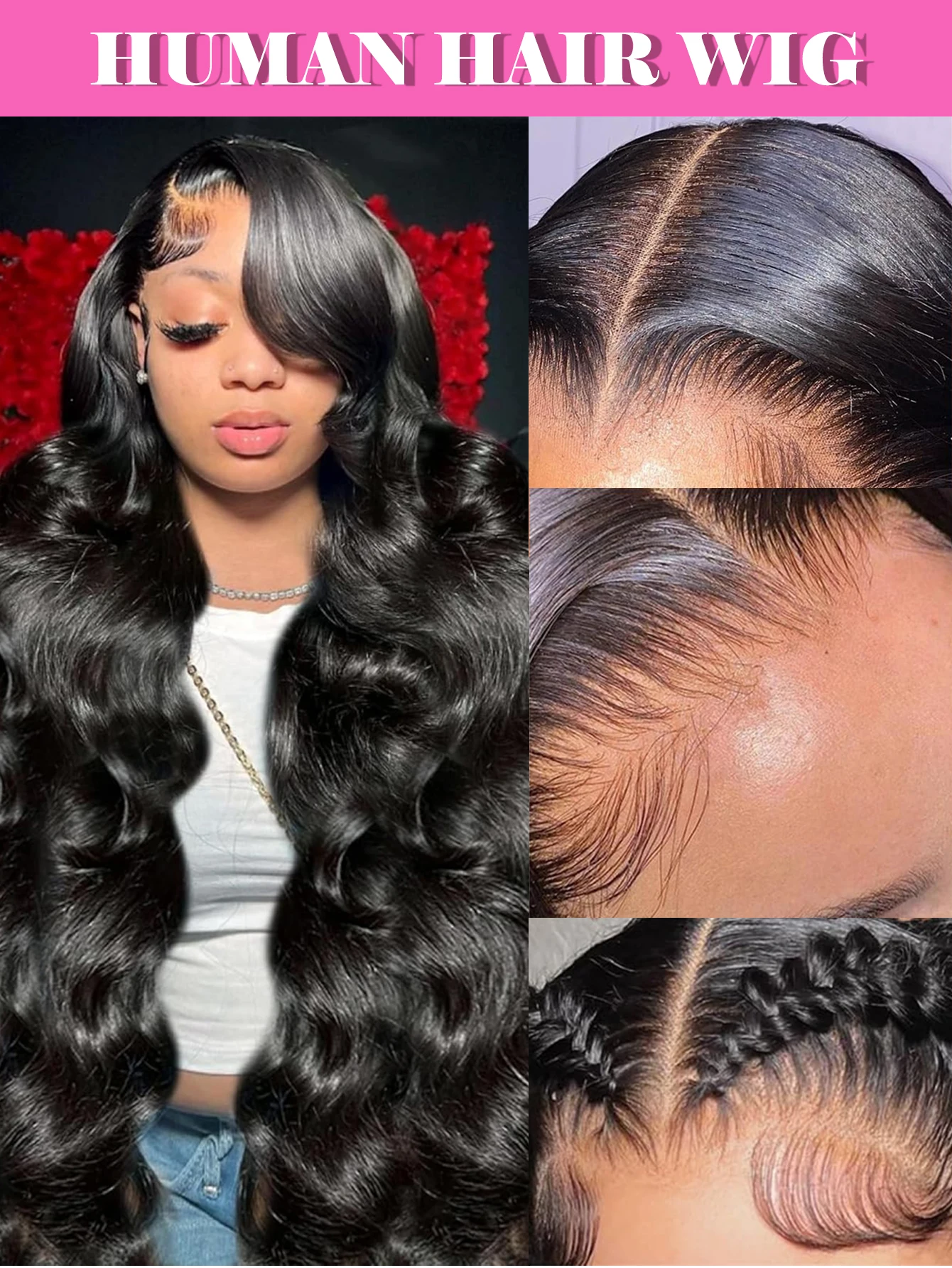 40インチ ボディウェーブ レースフロントウィッグ 人毛 13x4 HD透明レースフロントウィッグ 女性用 フロントウィッグ 人毛 200%密度