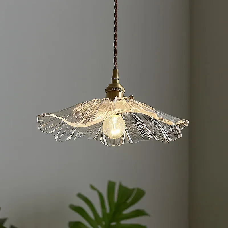 

Nordic Restaurant Chandelier Modern Simple Personality Creative Lotus Leaf Aisle Internet Celebrity Crystal Glass Bedside Lamp