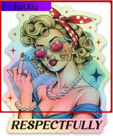Respectfully Middle Finger Sassy Cute Car Laptop Window Bumper Waterproof Vinyl Decal Decoration Funny Unique Cool Vintage