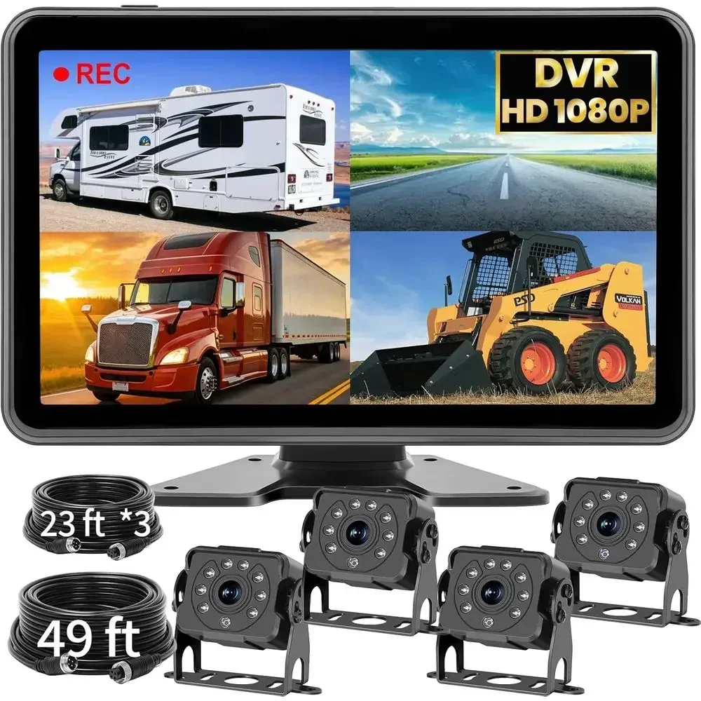 4 Wired Backup Camera System for Truck/RV, 10.1