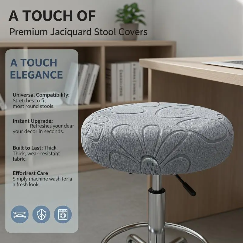 Dustproof Round Bar Stool Cover Elastic Thickened Stretch Chair Slipcover 1Pcs Washable Soft for Kitchen Home Decor