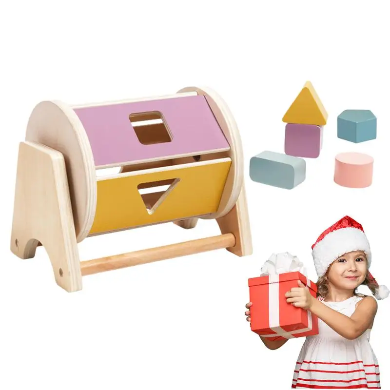 

Wooden Shape Sorter Toy Spinning Shape Matching Game Educational Learning Fine Motor Skills Toy Montessori Toy For Boys And