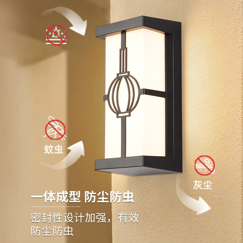 

Простой новый китайский стиль, балконный светильник для наружной стены, уличный настенный светильник во дворе виллы