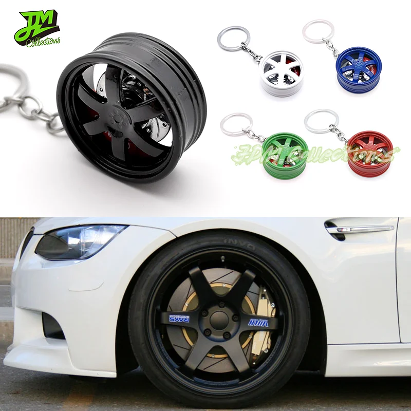 JDM  Design 5 Colors Car Wheel Hub Key Chain Hub Brake Disc Keyring Zinc Alloy Keychain Creative Auto Key Holder Accessories