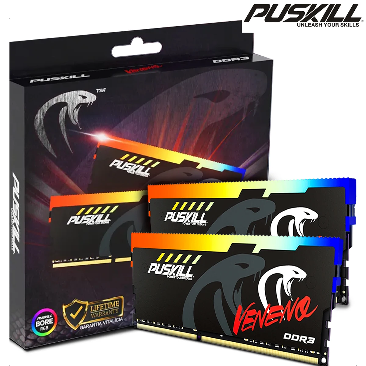 PUSKILL Memoria RAM RGB DDR3 8GBx2 1600MHz 12800S Udimm Dual Channel DIMM Desktop Memory Rams