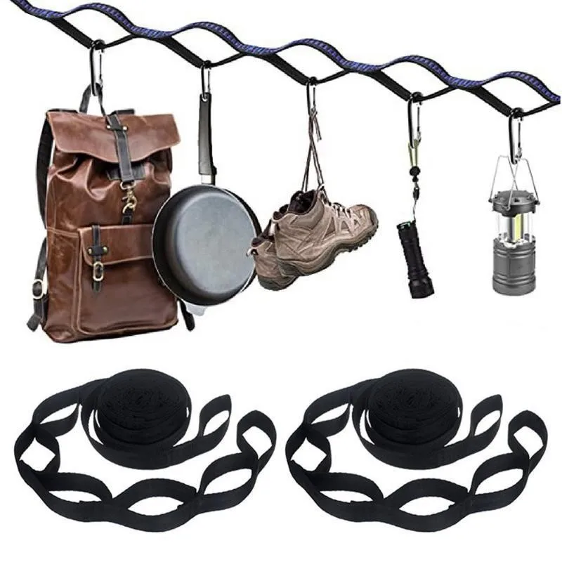 

2Pcs Hammock Straps Special Reinforced Polyester Straps 5 Ring High Load-Bearing Barbed Black Outdoor Camping Hammock Straps