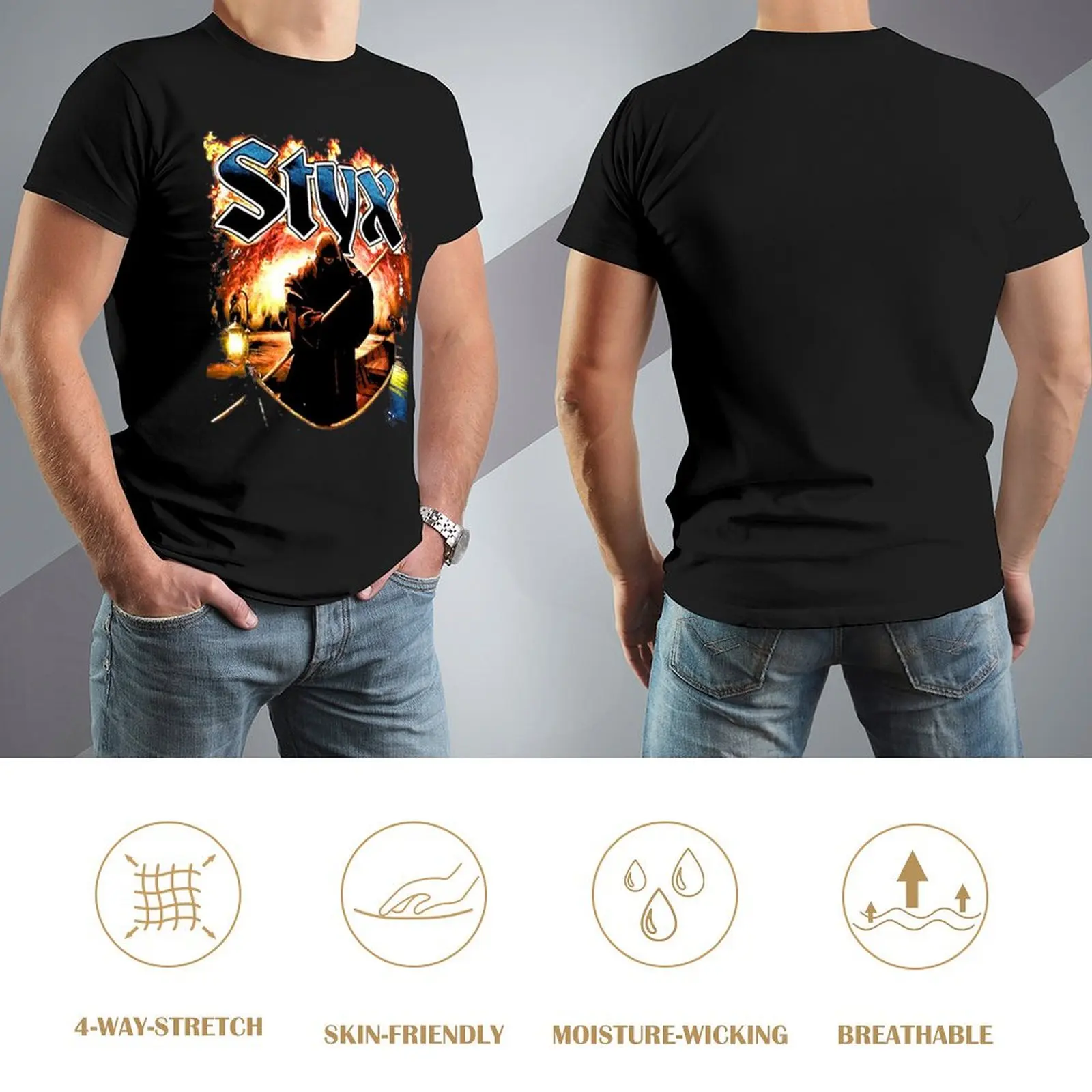 تي شيرت المفضل بشعارات فرقة STYX لكرة القدم، قمصان برسومات، تي شيرت أساسي، ملابس رجالية بمقاسات كبيرة