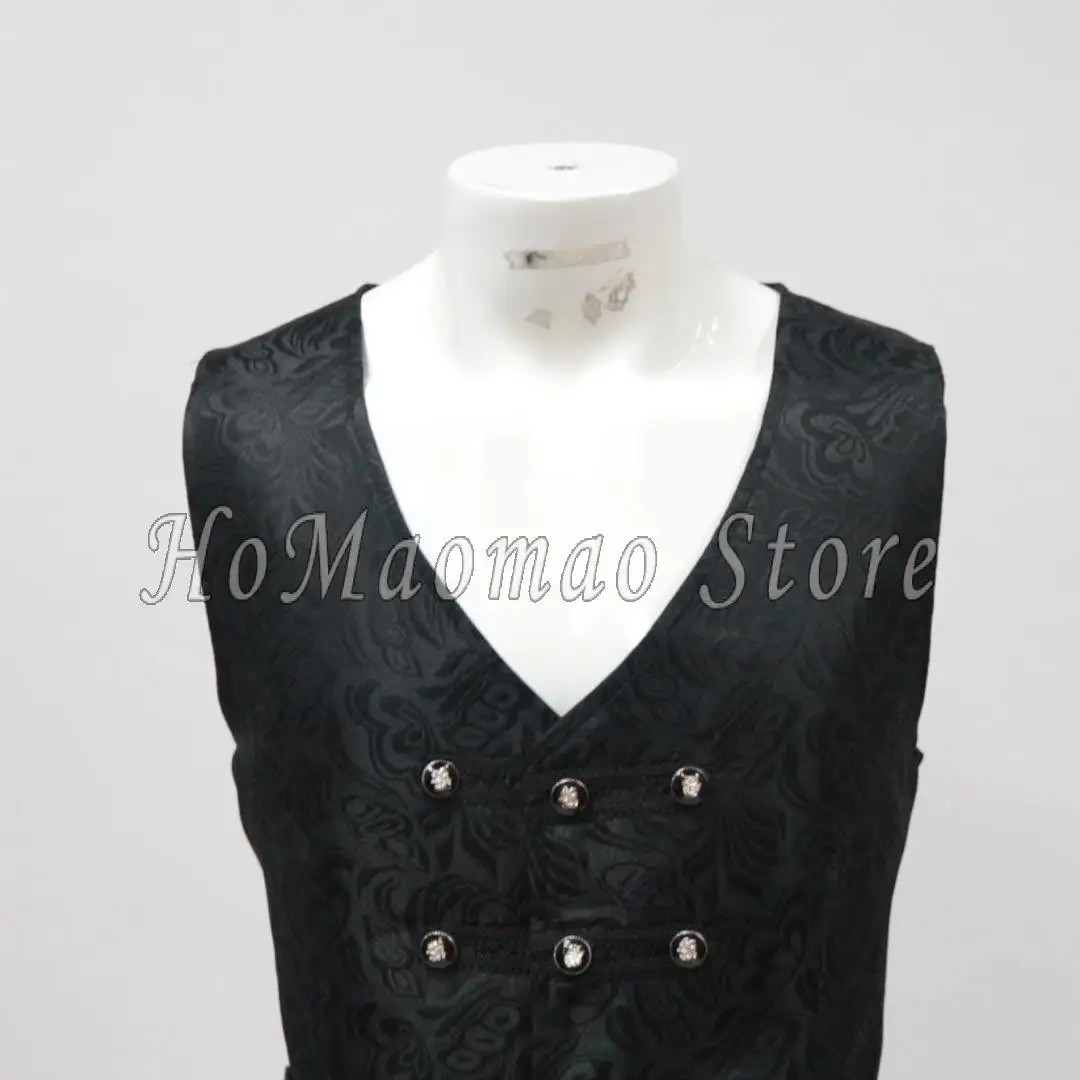 メンズビクトリア朝のスーツベスト、スチームパンクなゴシック、中世のウエストコート、ヴィンテージブラックジャカード、ノースリーブのテールコート、ハロウィーンの衣装