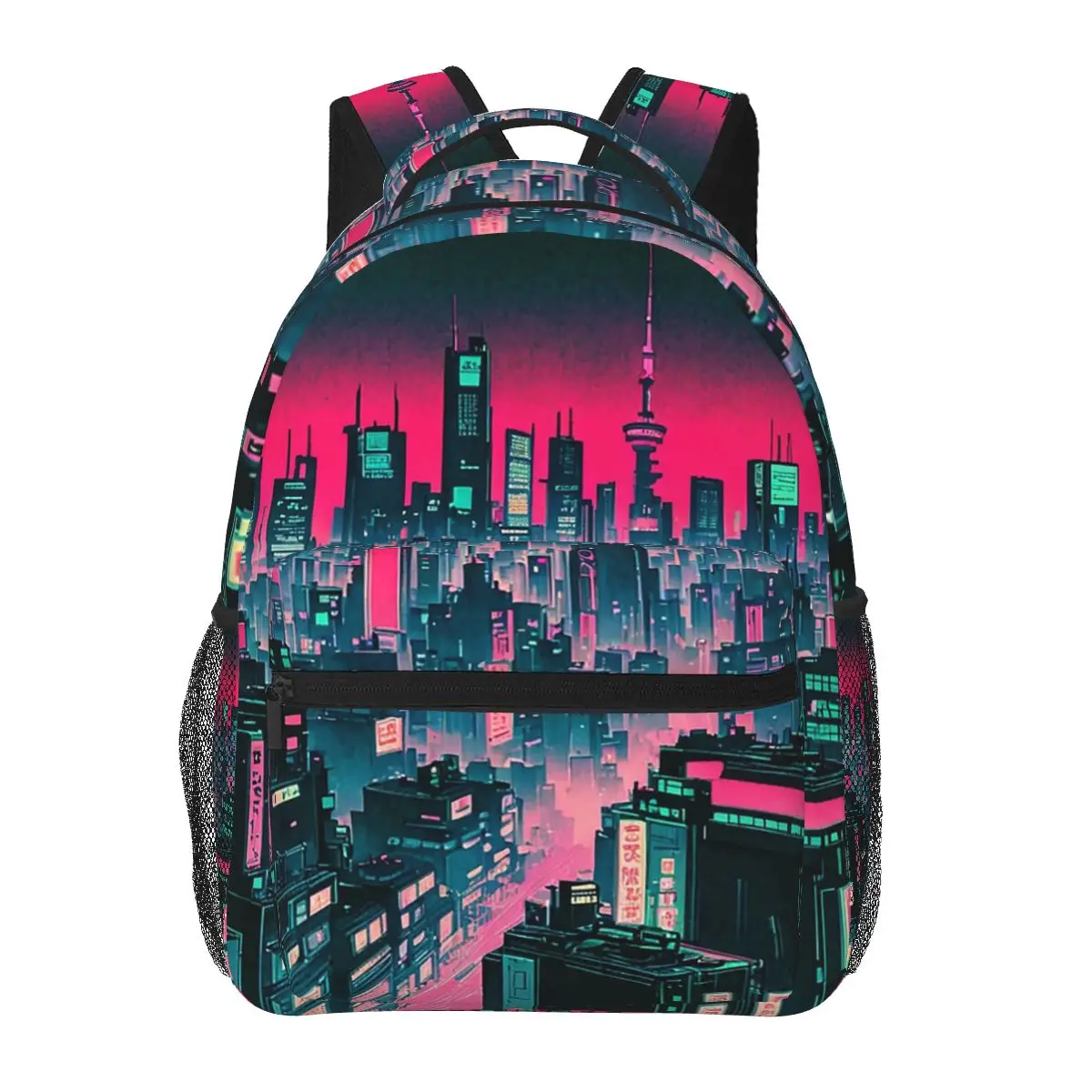 

Яркий неоновый городской пейзаж в ночное время, рюкзак, горячая распродажа, рюкзак большой емкости для мальчиков и девочек, школьная сумка, сумки на плечо для мужчин и женщин