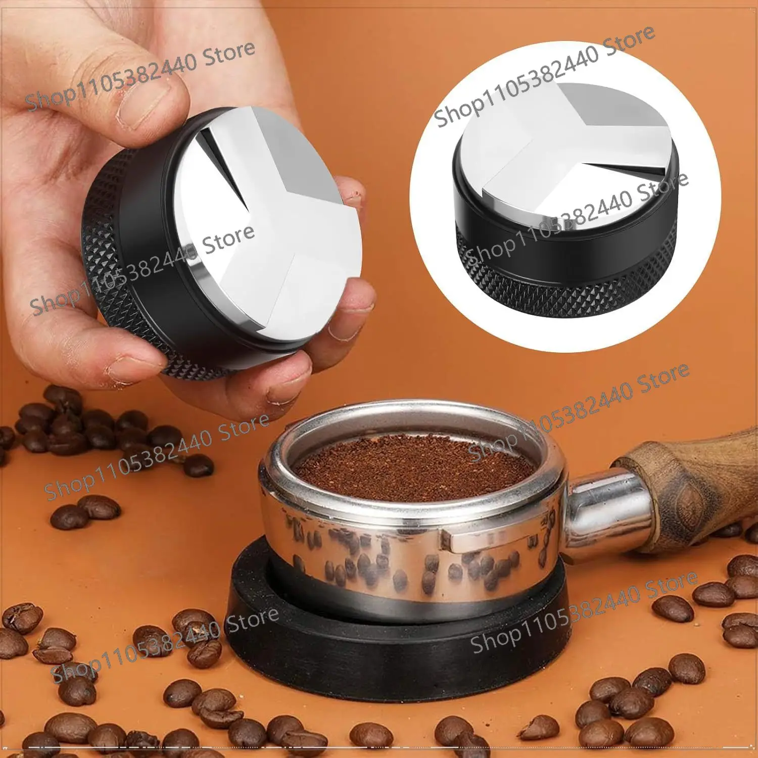 Coffee Tamper & WDT Tool Kit with Storage Base, Adjustable Constant Pressure Espresso Tamper, 51/53/58mm Distributor Set